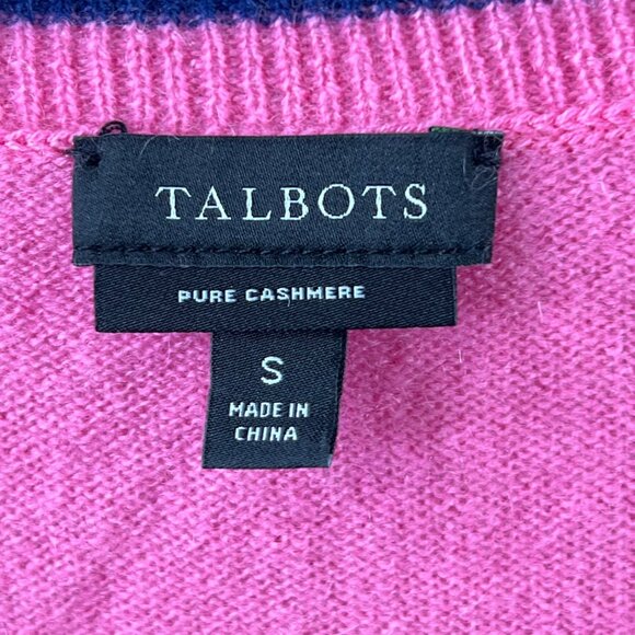 Talbots Cashmere Sweater Size Small Brilliant Pink Knit Sweater Embroidered - Picture 4 of 8